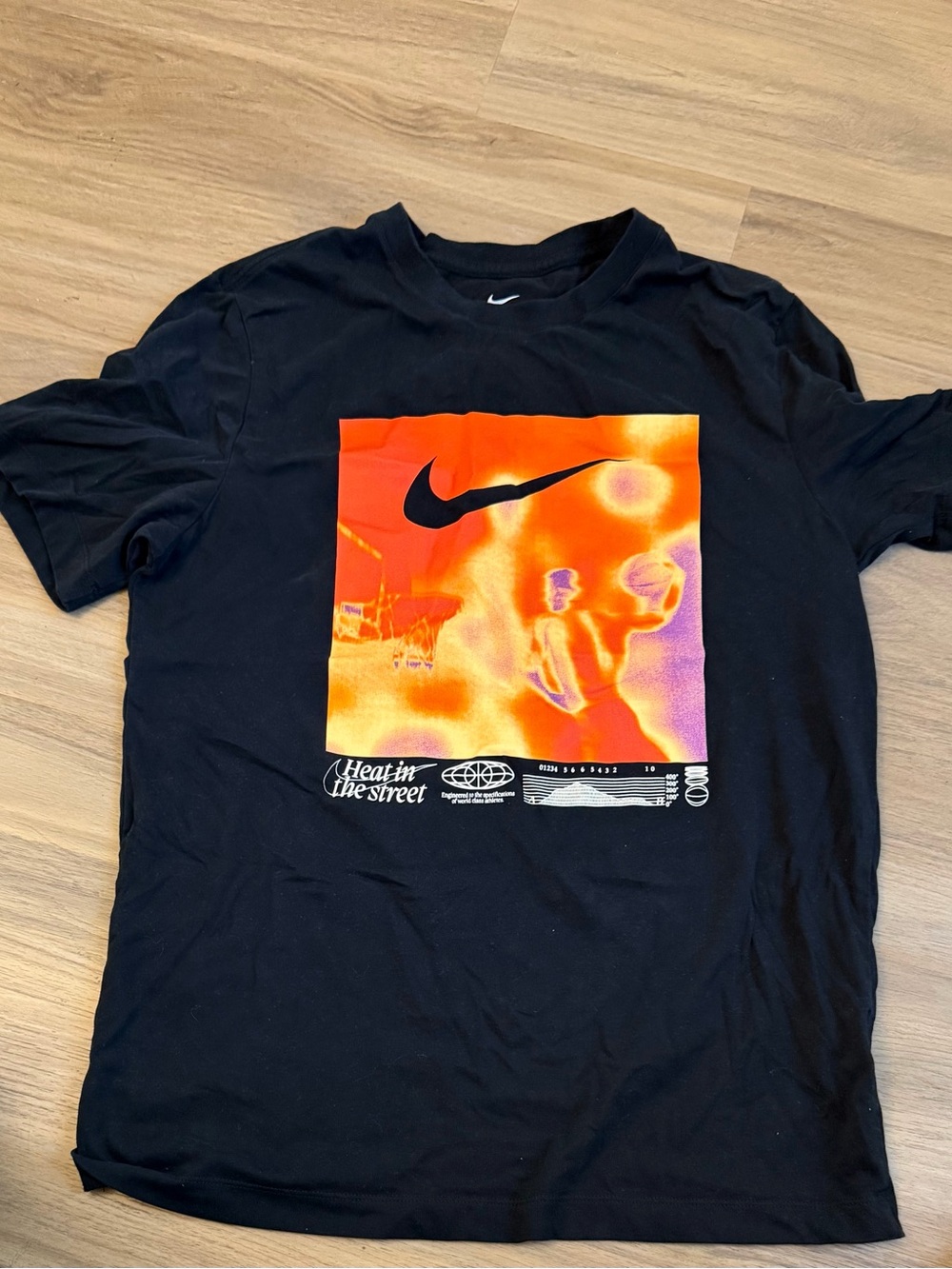 Nike Black Tee with Orange and Purple Heat Graphic